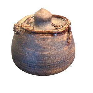 Vtg Signed JRC  Ceramic Studio Art Pottery Lidded Vase Artisan Handmade 1978